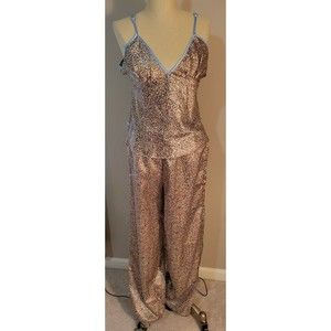 Sante Classics 2 Piece Satin Pajama Set Animal Print Size S